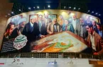 تصویری از استاد فرشچیان و محسن چاوشی بر دیوارنگاره ولیعصر